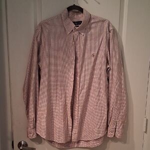 Ralph Lauren Men’s Button-Down Plaid Shirt - White & Red